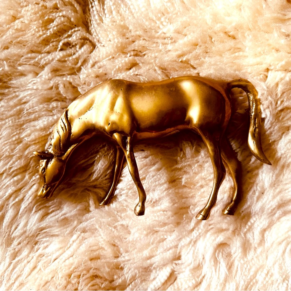 Vintage Heavy Brass Horse golden color, gift for cowgirl or cowboy or rider